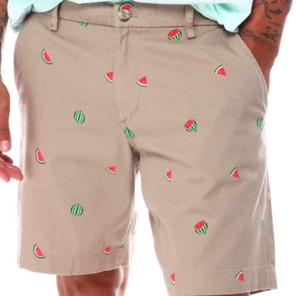 Chaps Tan Watermelon Print Flat Front Shorts